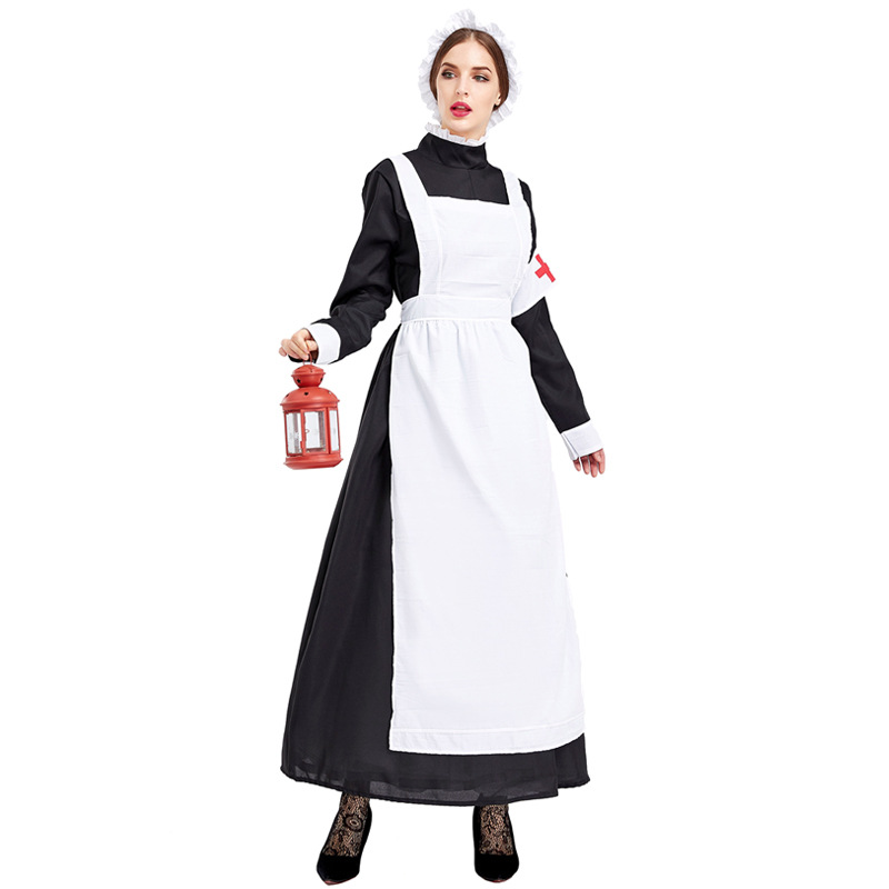 Womens Great War Nurse Costumes Long Sleeve Halloween Roleplay Outfits  Costum